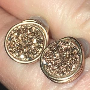 Gold Sparkle Druzy Style Earrings bling bling